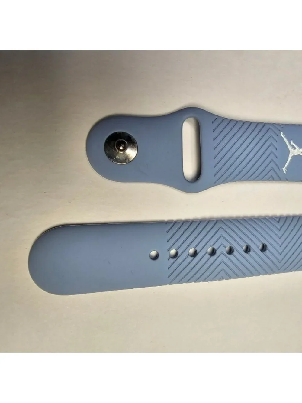 Air Jordan Apple Watch Silicone Sport Band (42mm/44/46/49) Blue w/ White Logo